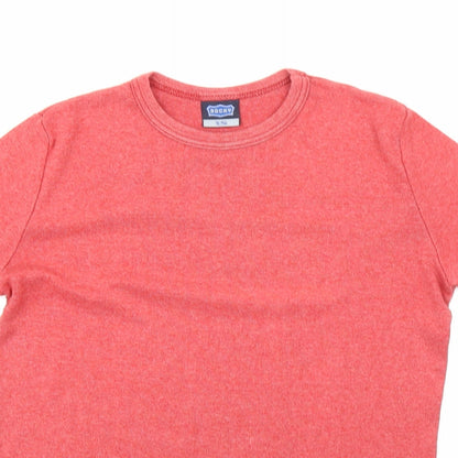 Close-up detail of ROCKY women’s red basic t-shirt, size XS