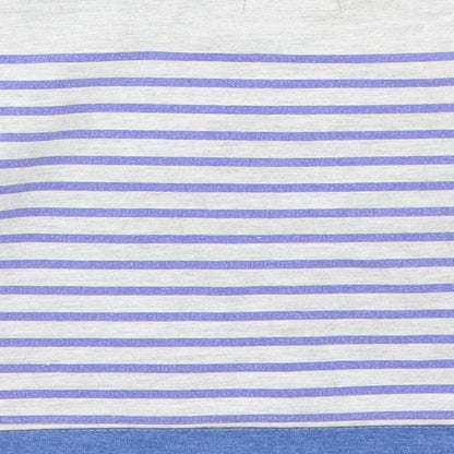 Brand and care label for Angel & Rocket boys’ grey striped pullover sweatshirt, size 2-3, years