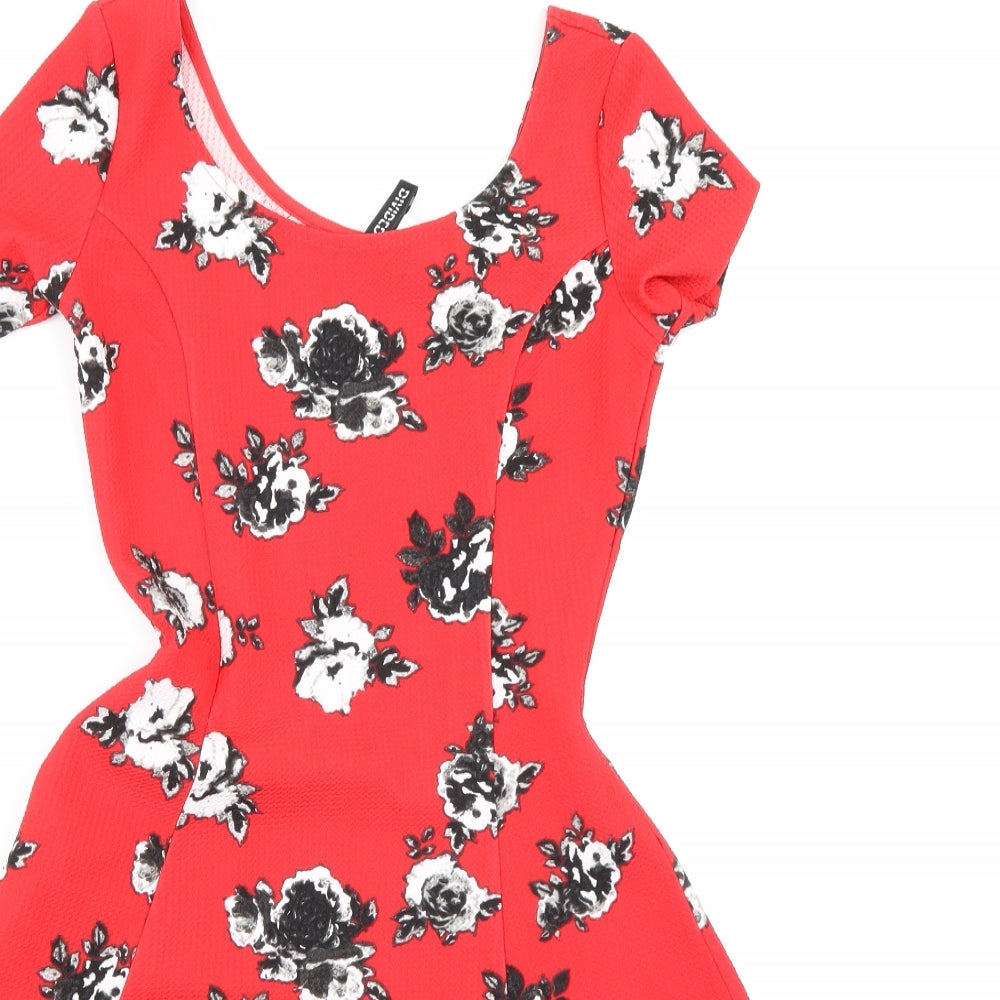 H&M Womens Red Floral  A-Line  Size 8