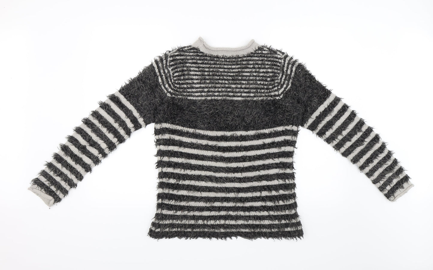 Cotton Traders Womens Grey Striped  Pullover Jumper Size 10