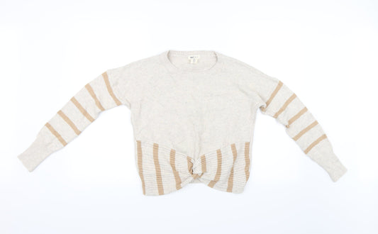Yes Lola Womens Beige Striped  Pullover Jumper Size S