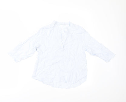 Additional front view of H&M girls’ blue striped tunic button-up, size 9, years