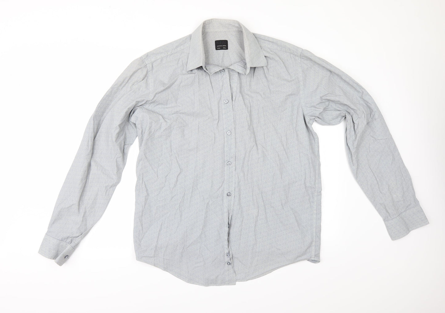 HIJKLM Mens Blue Geometric   Button-Up Size 16