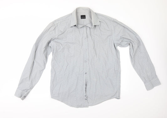 HIJKLM Mens Blue Geometric   Button-Up Size 16
