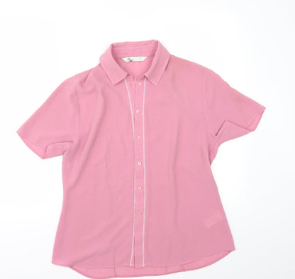 Additional front view of BHS women’s pink tunic button-up, size UK 12