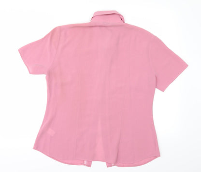 Back view of BHS women’s pink tunic button-up, size UK 12