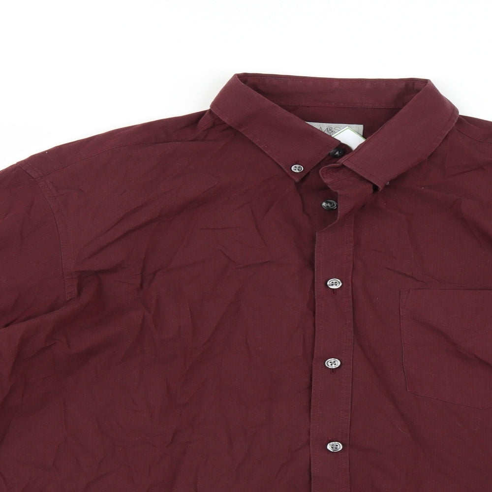 Marks and Spencer Mens Purple Striped   Button-Up Size L