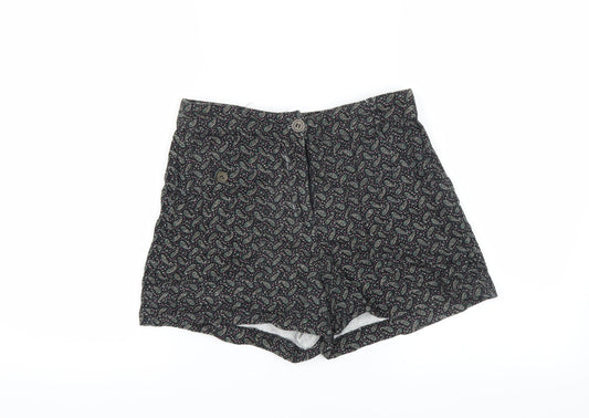 Lucca Couture Womens Black Paisley  Hot Pants Shorts Size S