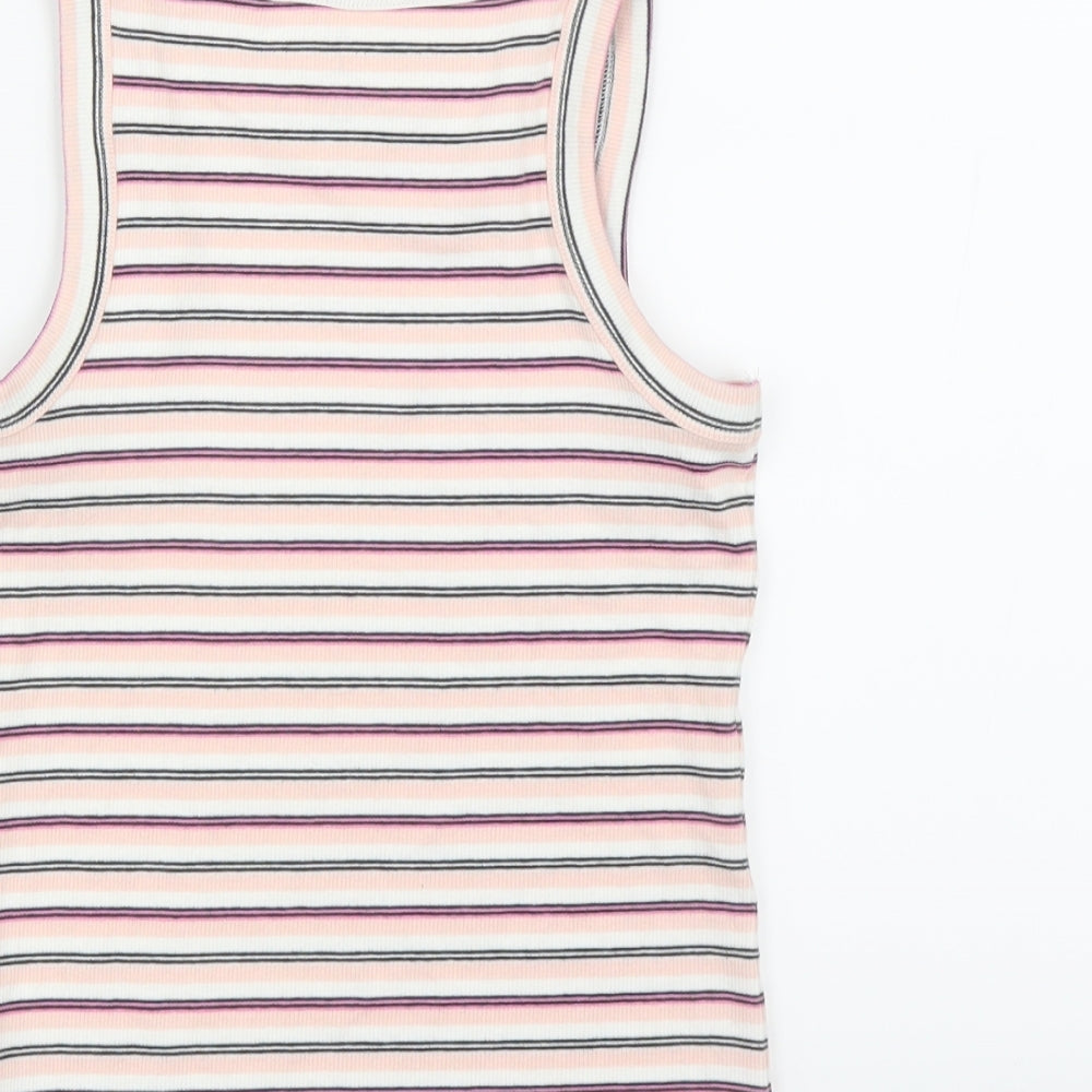 NEXT Girls Pink Striped  Basic Tank Size 9 Years