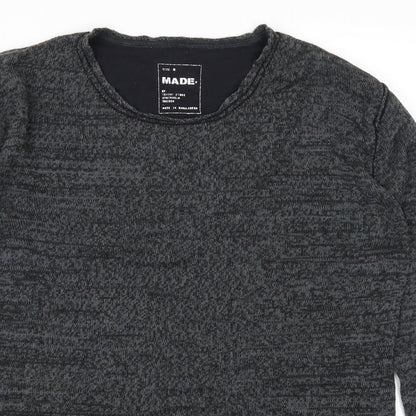 Close-up detail of Made men’s grey jumper, size S