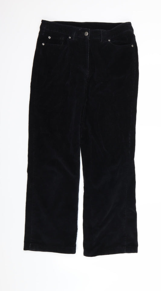 Casual Club Womens Black  Corduroy Straight Jeans Size 10 L27 in