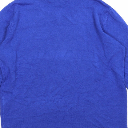 Brand and care label for Pure & Natural women’s blue knit jumper, size UK 10, - beaded