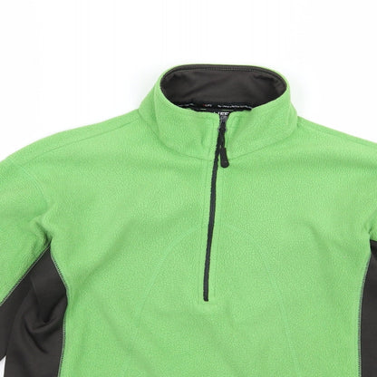 Close-up detail of X:Life women’s green fleece jacket, size S