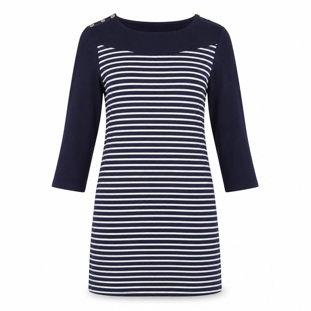 Lakeland Womens Blue Striped Jersey T-Shirt Dress  Size M