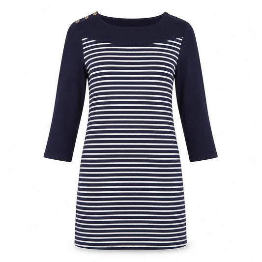 Lakeland Womens Blue Striped Jersey T-Shirt Dress  Size M
