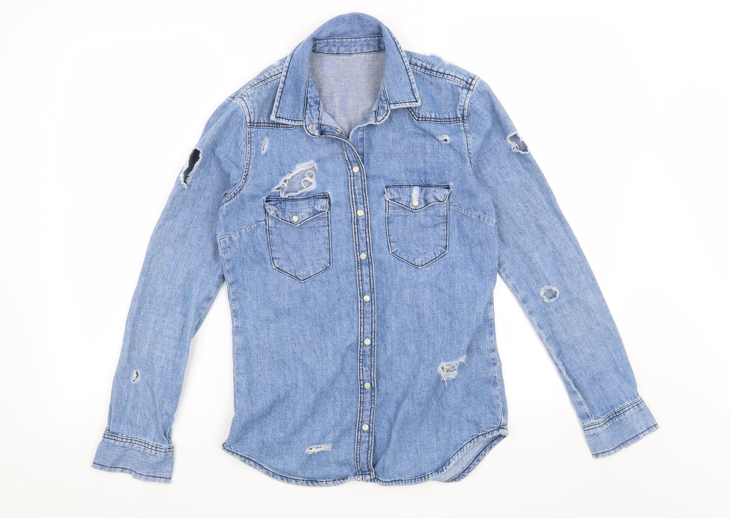 Topshop Womens Blue   Basic Button-Up Size 6