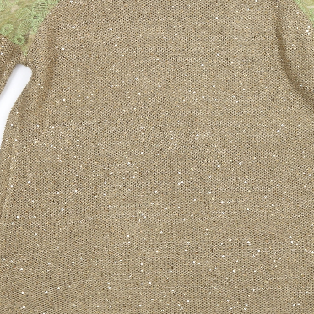 Top Orange Womens Beige  Knit Pullover Jumper Size L