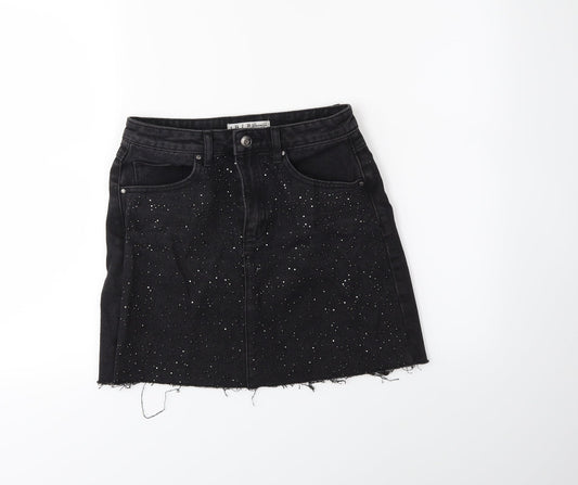 Denim & Co. Womens Black  Denim Mini Skirt Size 6