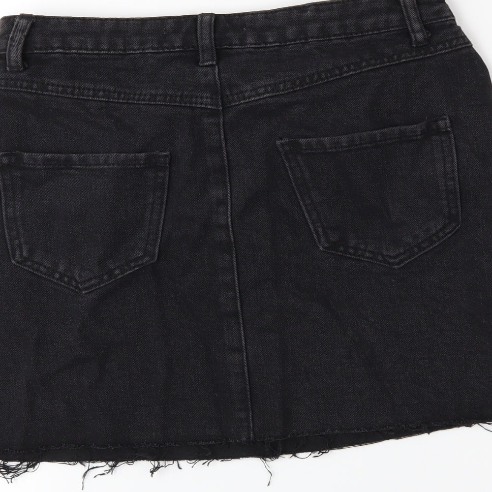 Denim & Co. Womens Black  Denim Mini Skirt Size 6