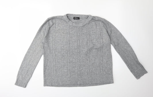 Chic London Paris Womens Grey  Knit Pullover Jumper Size M