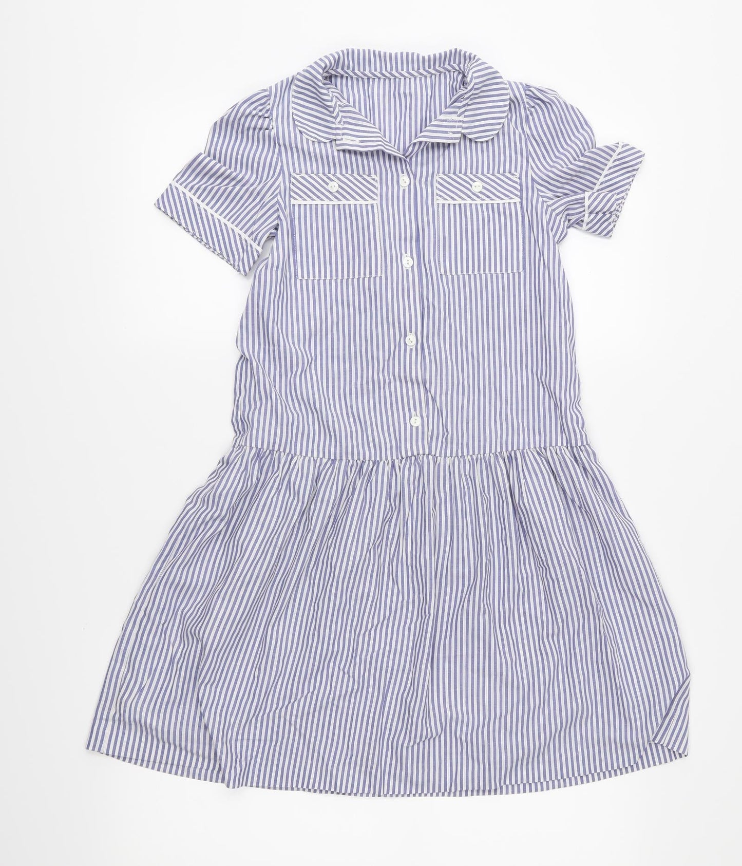 St Michael Girls Blue Striped  Fit & Flare  Size 10 Years