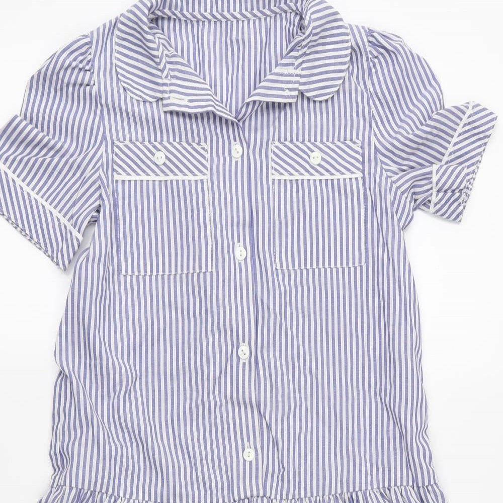 St Michael Girls Blue Striped  Fit & Flare  Size 10 Years