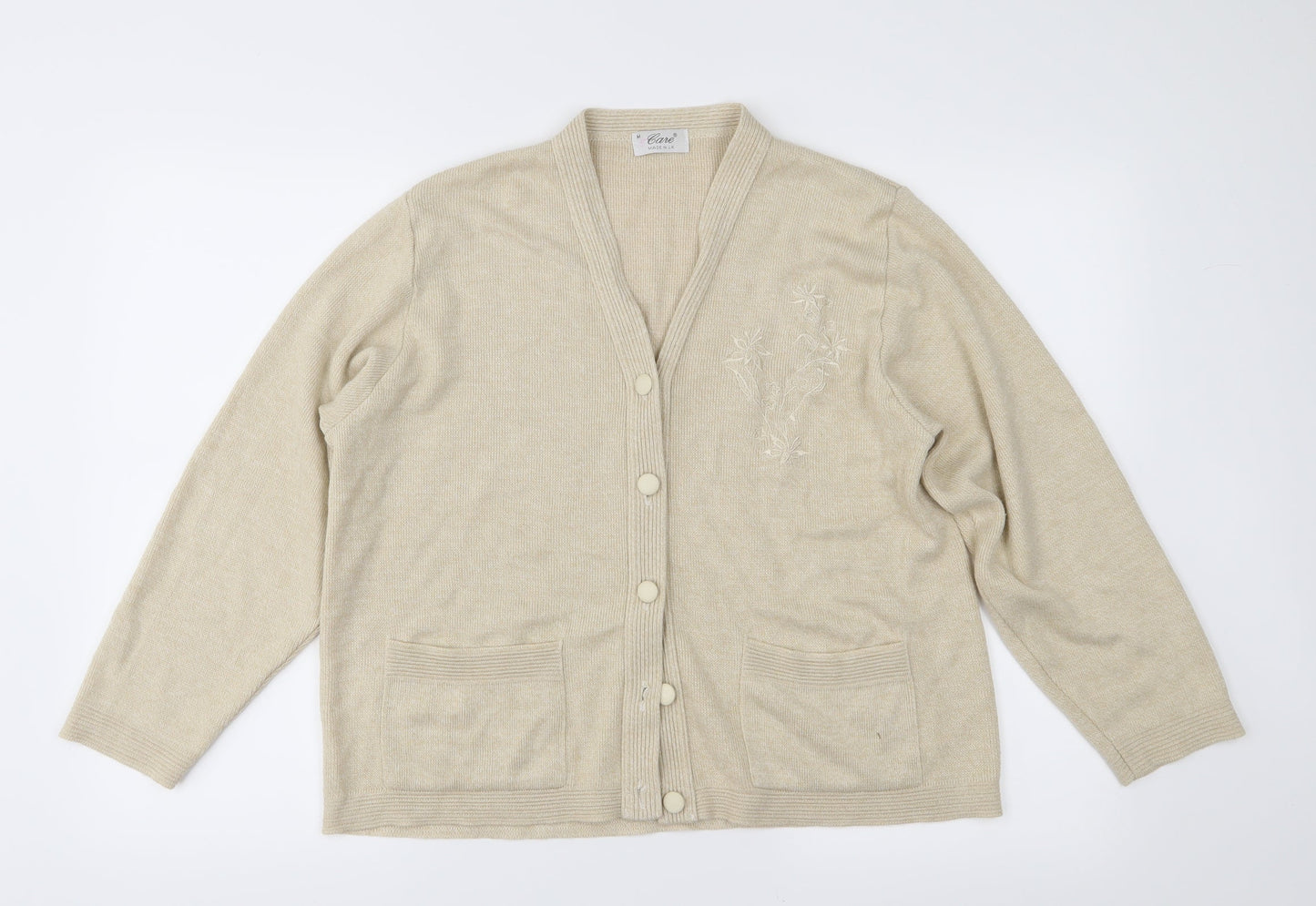 Care Womens Beige  Knit Cardigan Jumper Size M