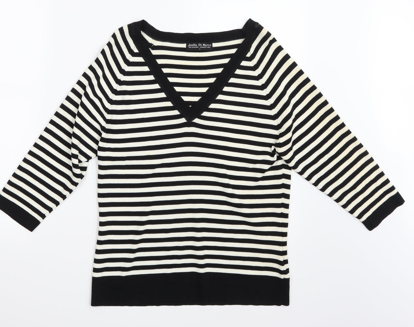 Joella Di Marco Womens White Striped  Pullover Jumper Size L