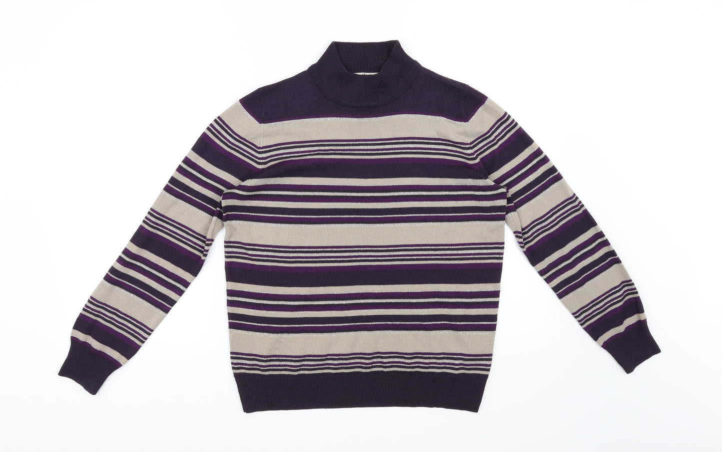 Classic Womens Purple Striped  Pullover Jumper Size 10