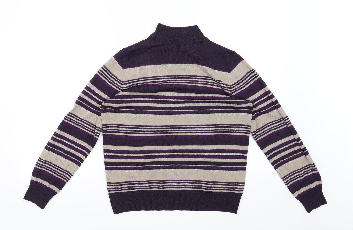 Classic Womens Purple Striped  Pullover Jumper Size 10