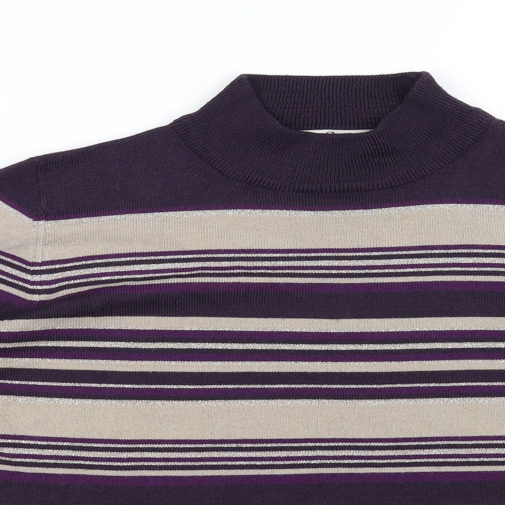 Classic Womens Purple Striped  Pullover Jumper Size 10