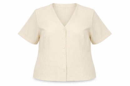 Front view of Daxon women’s beige jacket blazer, size UK 18