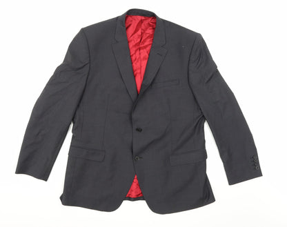Additional front view of Santinelli men’s grey rayon jacket suit jacket, size 44