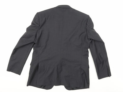 Back view of Santinelli men’s grey rayon jacket suit jacket, size 44