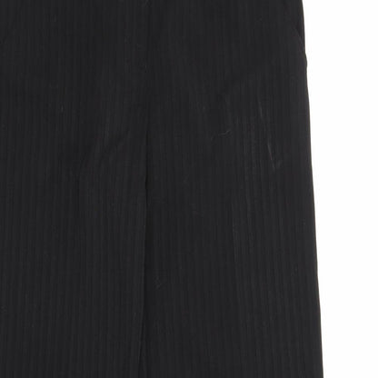Close-up detail of George women’s black striped rayon trousers, size UK 10, 30-inch leg
