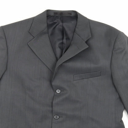 Close-up detail of Zantos men’s grey rayon jacket suit jacket, size 40