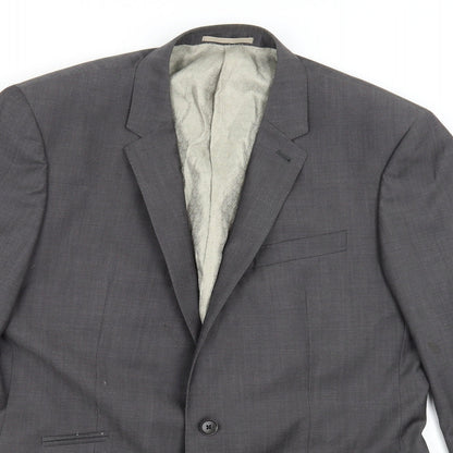 Close-up detail of Next men’s grey rayon jacket suit jacket, size 42