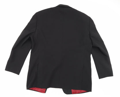Back view of Charlton Gray men’s black rayon jacket suit jacket, size 46