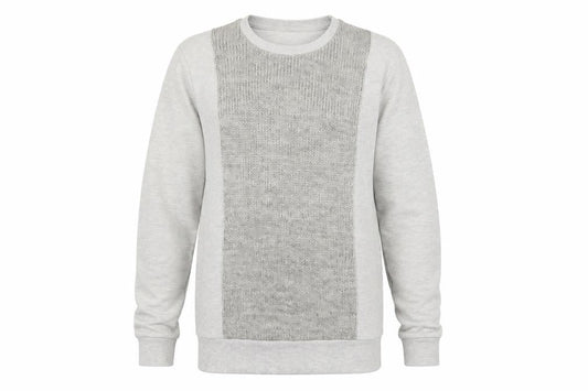 Front view of ASOS men’s grey pullover sweatshirt, size M