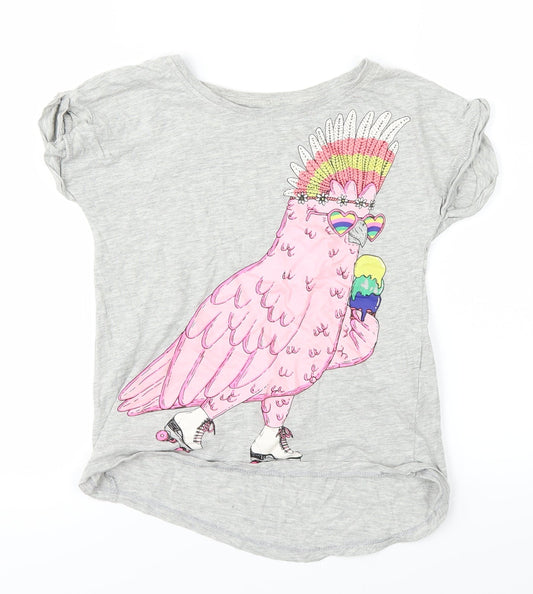 mulga Girls Grey   Basic T-Shirt Size 8 Years  - Parrot