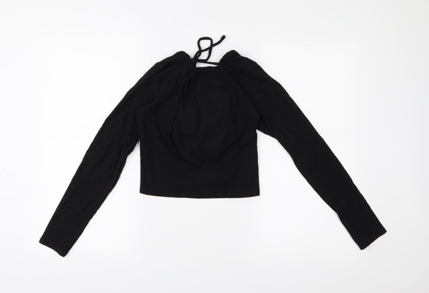MONKL Womens Black   Cropped Blouse Size S