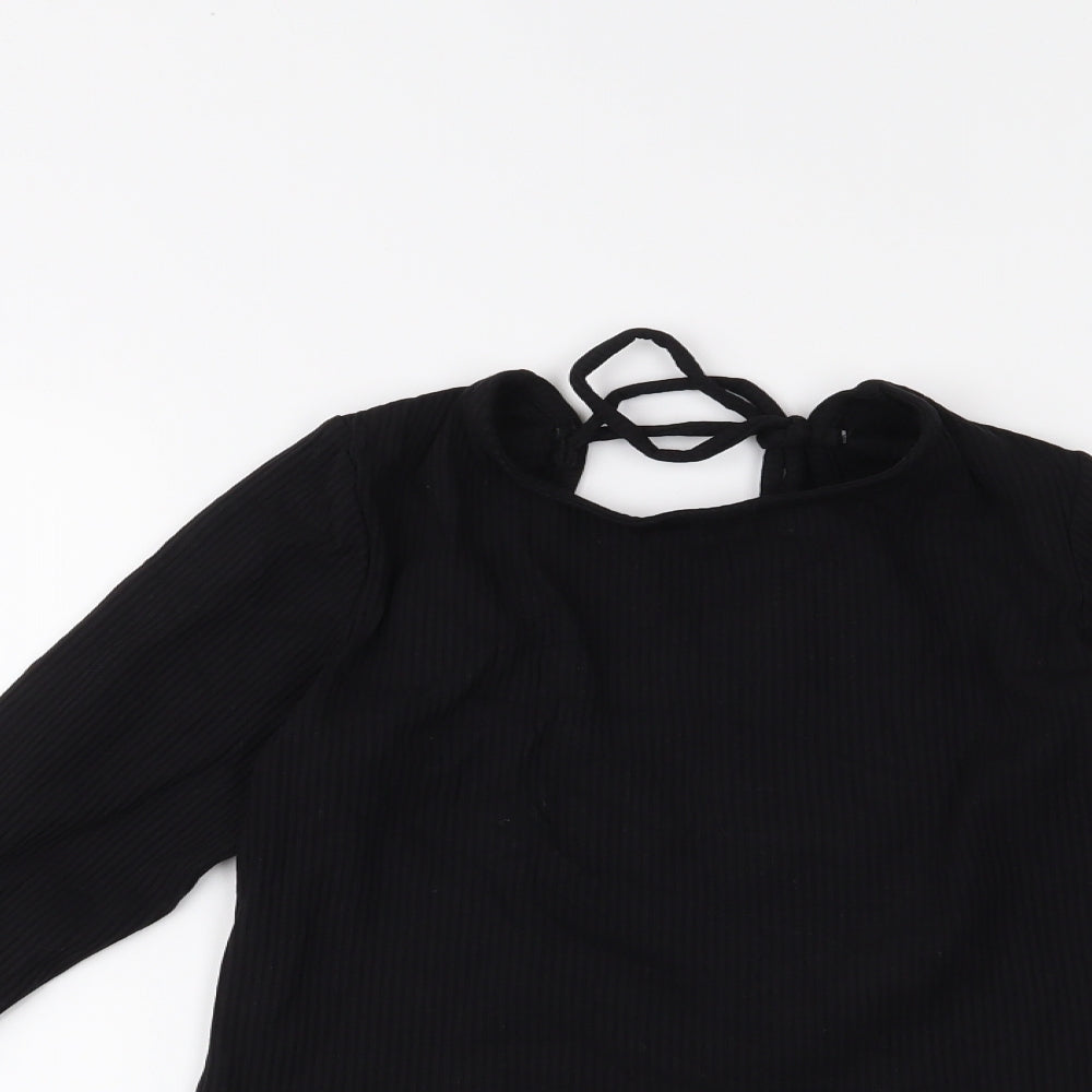 MONKL Womens Black   Cropped Blouse Size S