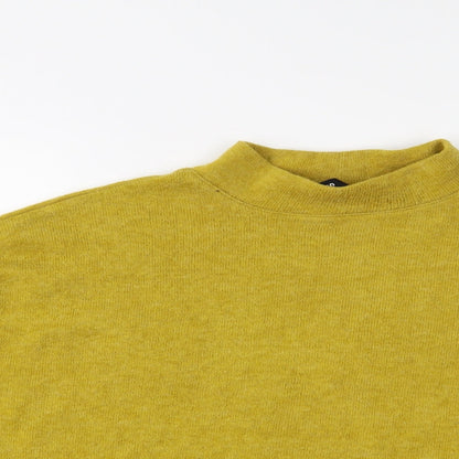 Close-up detail of H&M women’s yellow jumper, size S