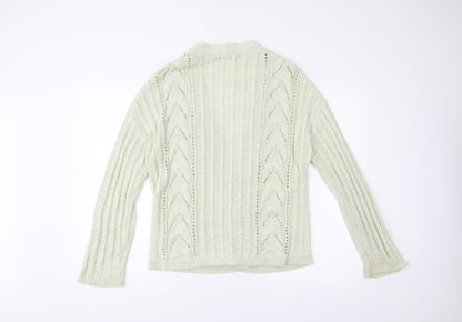 Back view of Marks & Spencer women’s green cardigan jumper, size UK 14