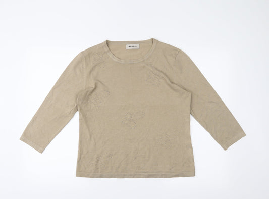 BASSINI Womens Beige   Basic T-Shirt Size M