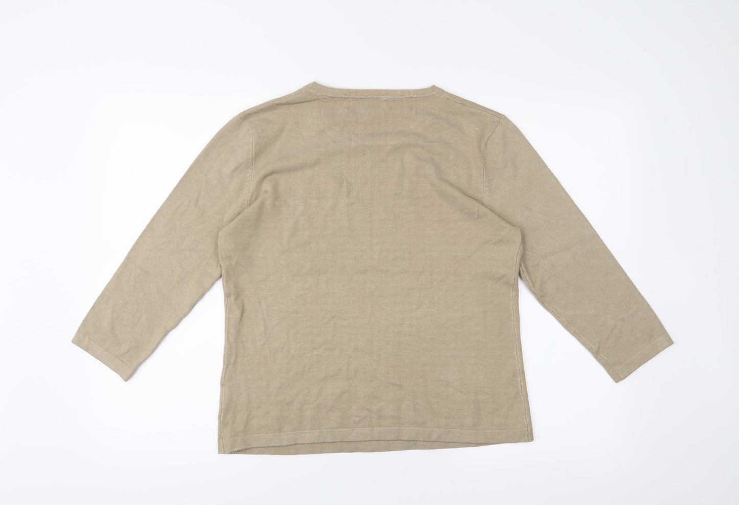 BASSINI Womens Beige   Basic T-Shirt Size M