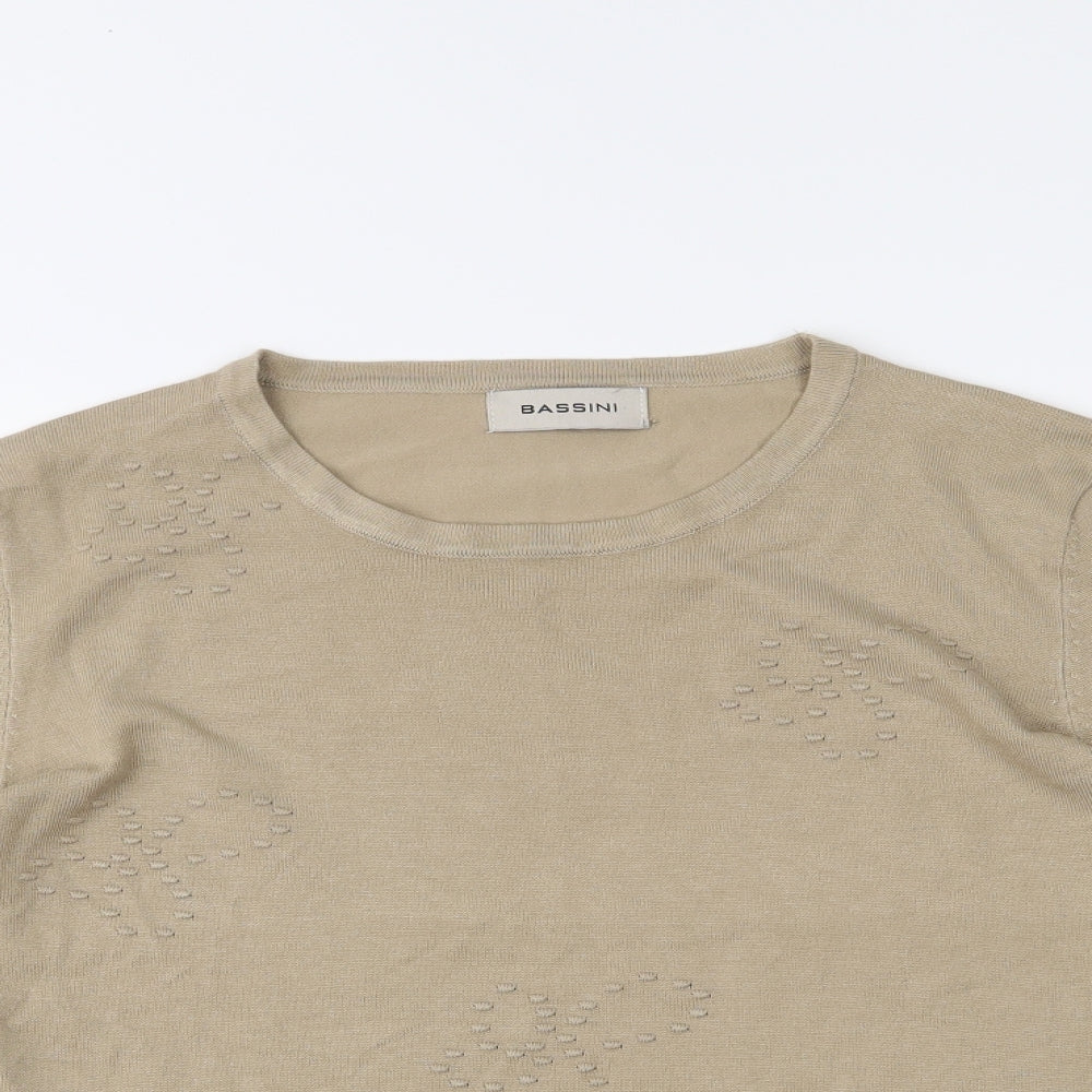 BASSINI Womens Beige   Basic T-Shirt Size M