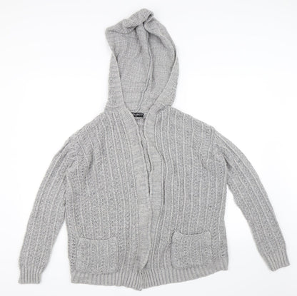 Additional front view of Select women’s grey cardigan jumper, size M