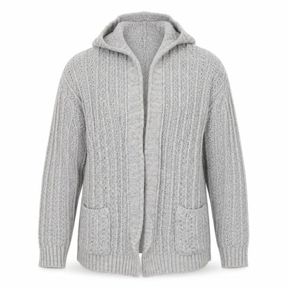 Front view of Select women’s grey cardigan jumper, size M