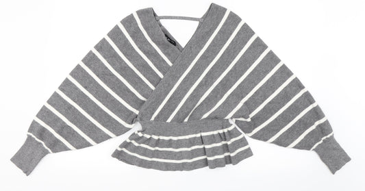Newlook Womens Grey Striped  Pullover Jumper Size S